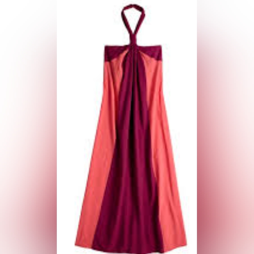 Elegant Halter Maxi Dress in Pink and Purple